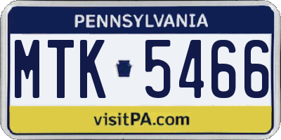 PA license plate MTK5466