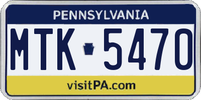 PA license plate MTK5470