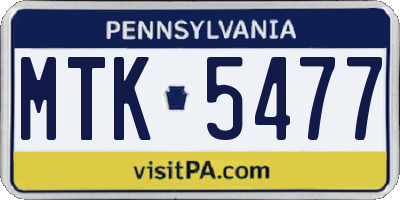 PA license plate MTK5477