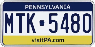 PA license plate MTK5480
