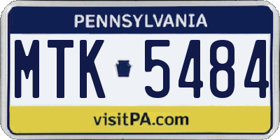 PA license plate MTK5484