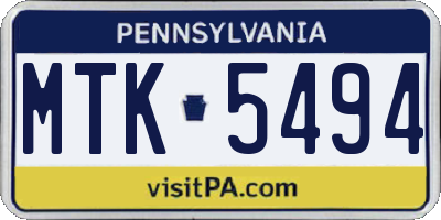 PA license plate MTK5494