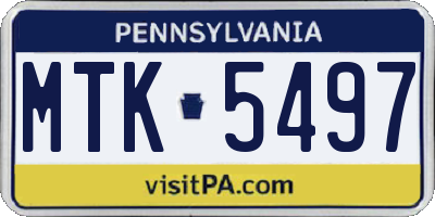 PA license plate MTK5497