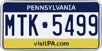 PA license plate MTK5499