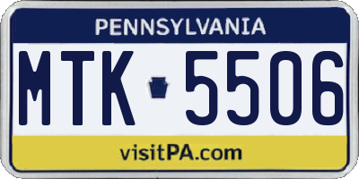 PA license plate MTK5506