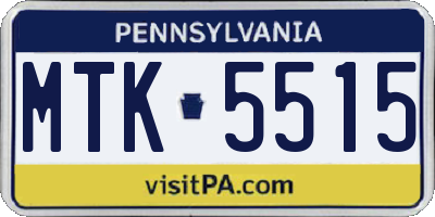 PA license plate MTK5515