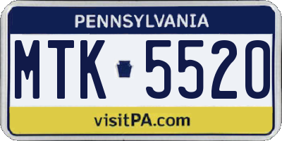 PA license plate MTK5520