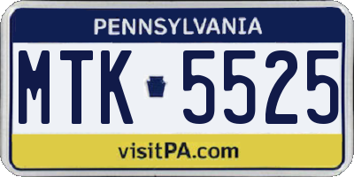 PA license plate MTK5525
