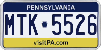 PA license plate MTK5526