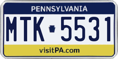 PA license plate MTK5531