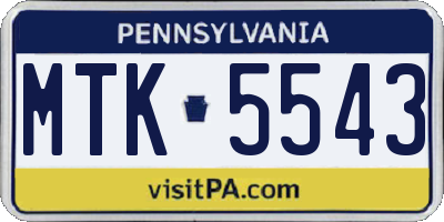 PA license plate MTK5543
