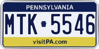 PA license plate MTK5546