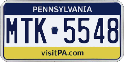 PA license plate MTK5548