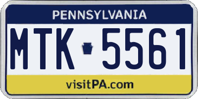 PA license plate MTK5561