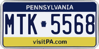 PA license plate MTK5568