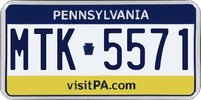 PA license plate MTK5571