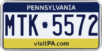 PA license plate MTK5572