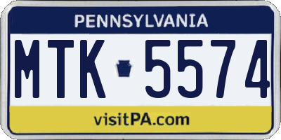 PA license plate MTK5574