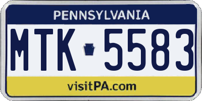 PA license plate MTK5583