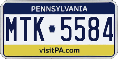 PA license plate MTK5584