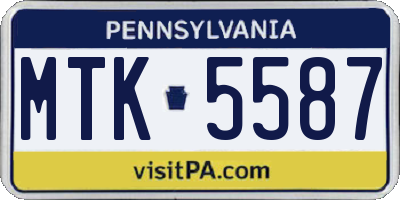 PA license plate MTK5587