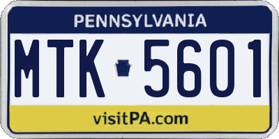 PA license plate MTK5601