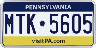 PA license plate MTK5605