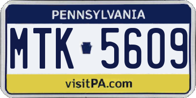 PA license plate MTK5609