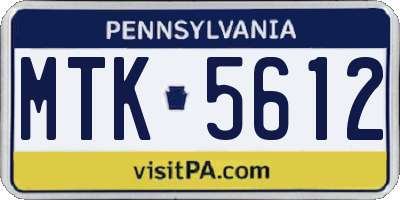 PA license plate MTK5612
