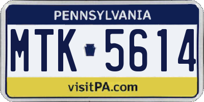 PA license plate MTK5614