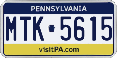 PA license plate MTK5615