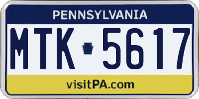 PA license plate MTK5617