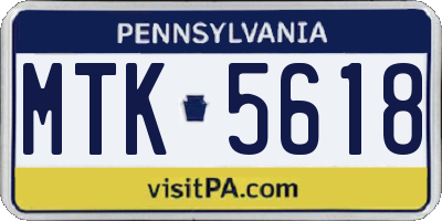 PA license plate MTK5618