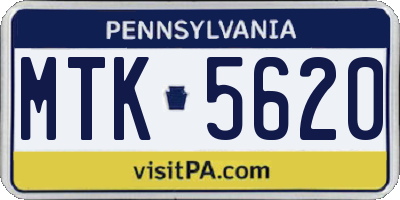 PA license plate MTK5620
