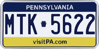 PA license plate MTK5622
