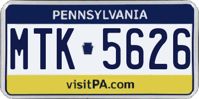 PA license plate MTK5626