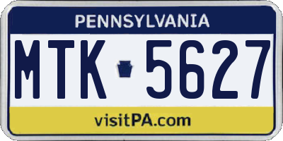 PA license plate MTK5627