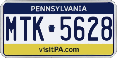 PA license plate MTK5628