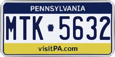 PA license plate MTK5632