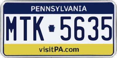 PA license plate MTK5635