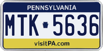 PA license plate MTK5636