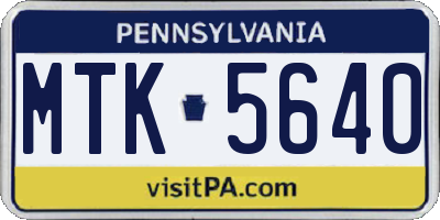 PA license plate MTK5640