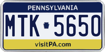 PA license plate MTK5650