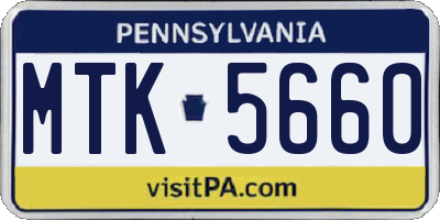 PA license plate MTK5660