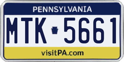 PA license plate MTK5661