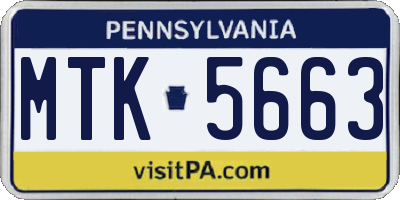 PA license plate MTK5663