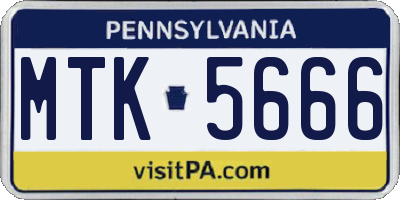 PA license plate MTK5666