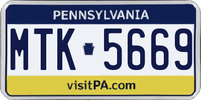 PA license plate MTK5669