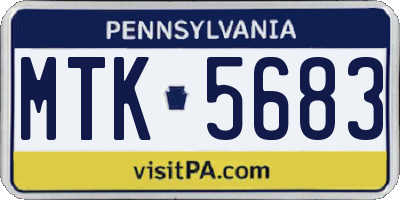 PA license plate MTK5683