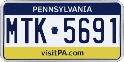 PA license plate MTK5691
